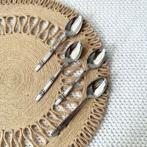 Oxford Hall Stainless Steel 1974 Rose Couplet Pattern 4 Teaspoons Replacements
